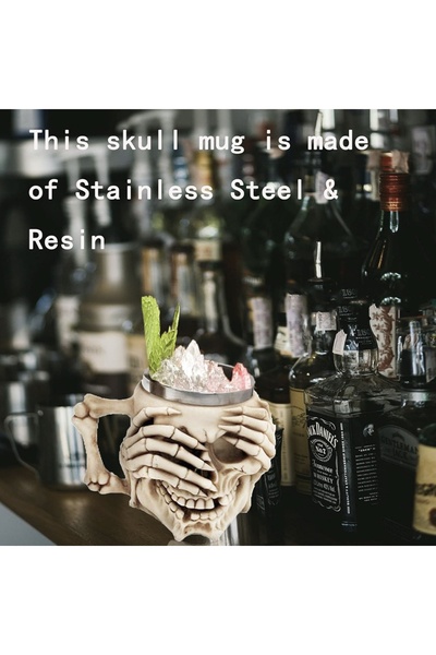 PUFO Skull Don't See metal beer mug in the shape of a skull, 380 ml