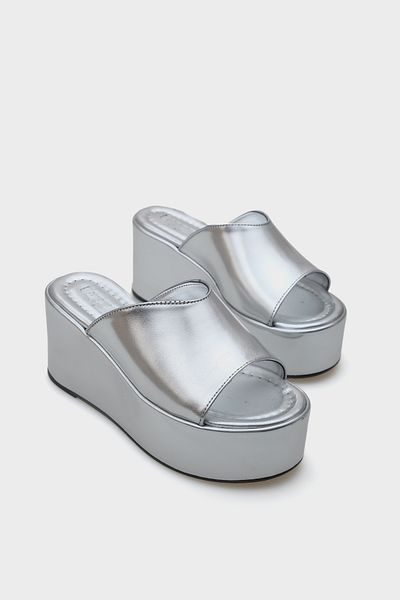 Capone Outfitters Marta Platform Metallic Single Strap Women's Slippers