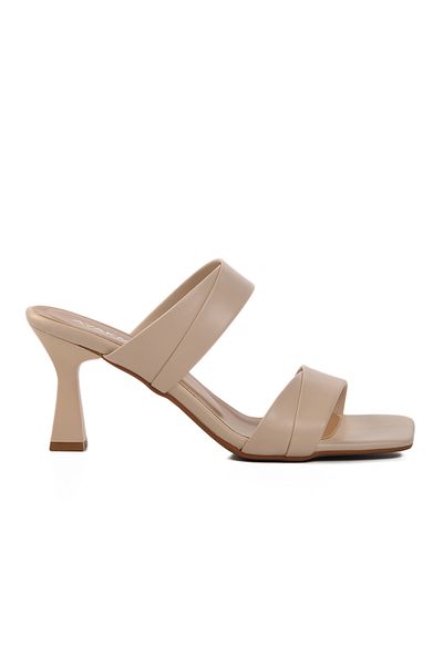 Aspor Beige Women's Heeled Slippers