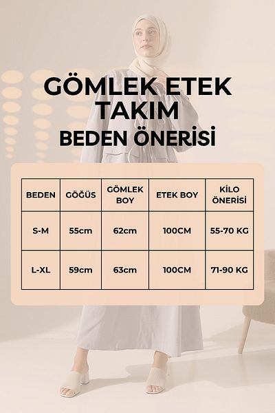 Mihran Butik Γυναικείο 100% βαμβακερό λευκό πουκάμισο με φούστα Hijab