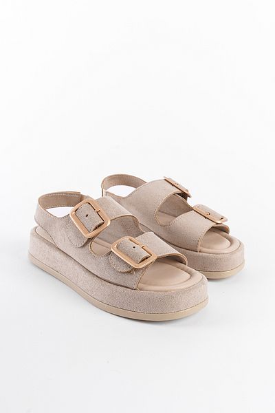 Capone Outfitters Sandale de damă Denice cu toc cu pană și cataramă cu curele duble