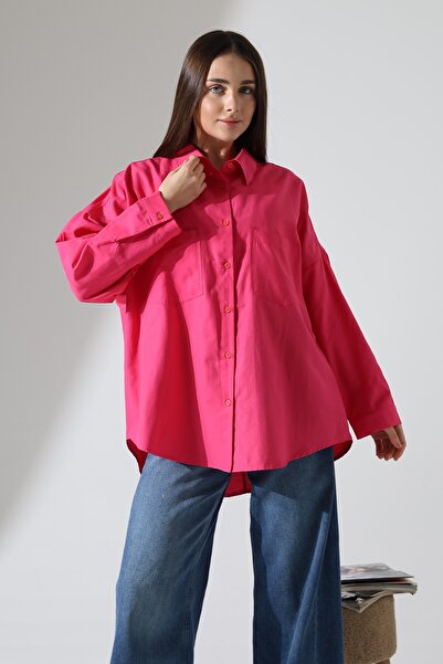 Corradeo Giyim New Season Poplin Fabric Double Pocket Oversize Cotton Women's Tunic Shirt