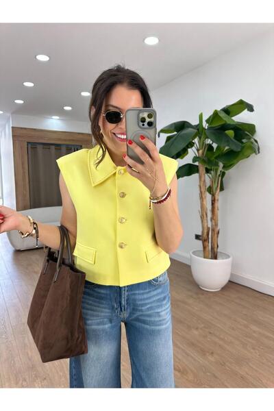 2she سترة قصيرة بأزرار - أصفر