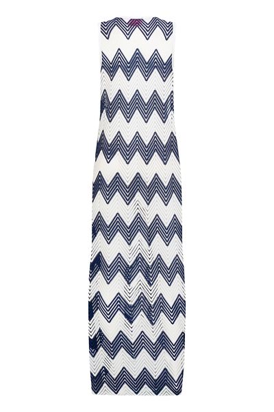 Whenever Company Vestă de plajă cu model în zig-zag, albastru bleumarin
