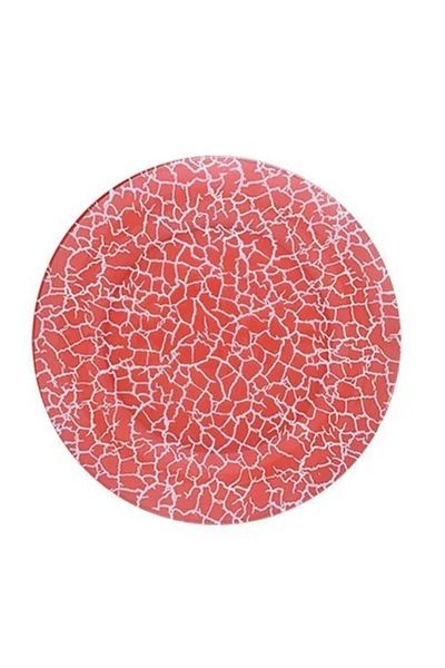 PUFO Set de 6 farfurii elegante din sticlă Pufo Elegant Red pentru servirea aperitivelor, deserturilor, 28 cm, roșu