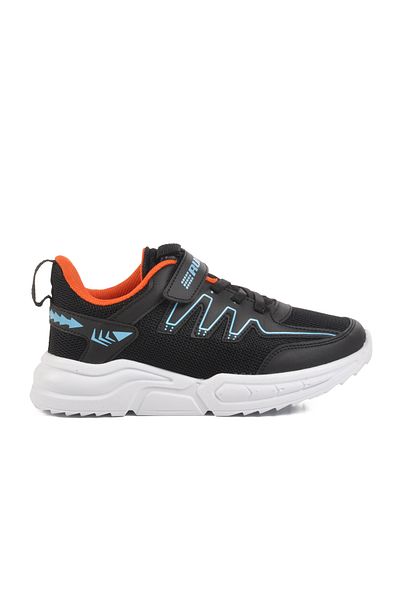Aspor Black Orange Velcro Mesh Lightweight Boys' Sports Shoes