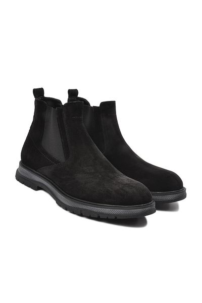 Fosco Black Nubuck Genuine Leather Men's Chelsea Boots