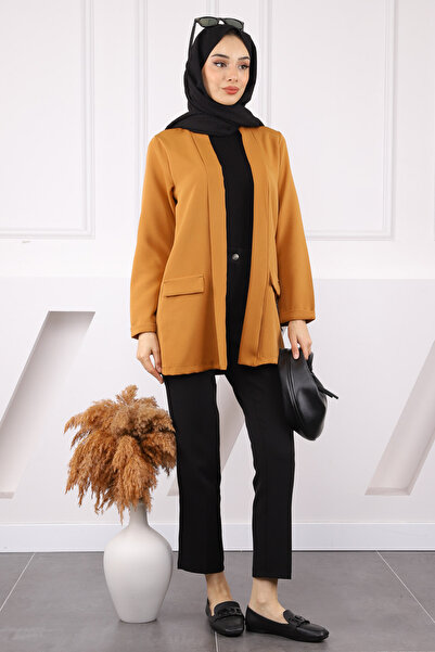 İmajButik Μπουφάν κρεπ με πέτο με σάλι