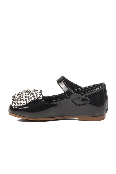 Aspor Black Patent Leather Ribbon Lightweight Girls' Ballerinas