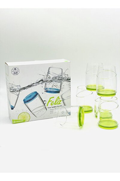 ALMUFARREJ 6-Piece Acrylic Cup With Lid Set Clear/Green