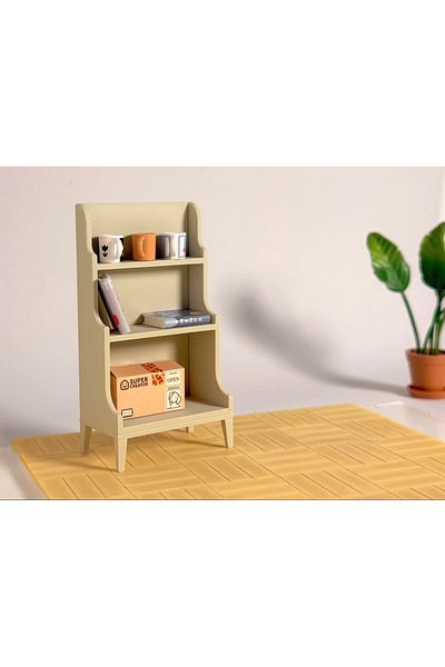 CharmFancy 1/12 Scale Open Shelf Bookcase Miniature Diorama Ware Accessory