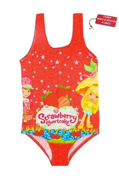 Papiş Stylish Girl's Swimsuit Red Color Strawberry Pattern Comfortable Quick Dry Sea Pool Beach Bikini