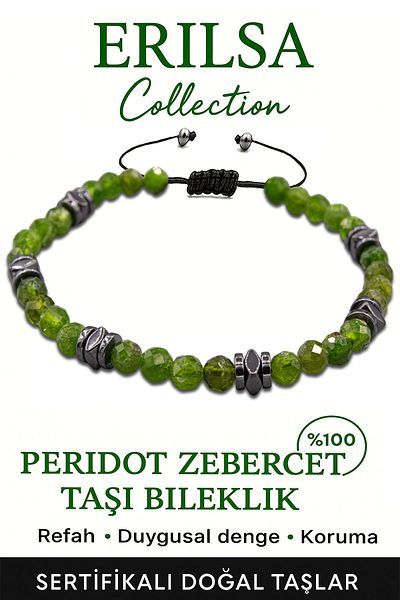 Erilsa Certified Faceted Aaa+ Terahertz and Zebercet Peridot Stone Bracelet – Thin Model Positive Energy