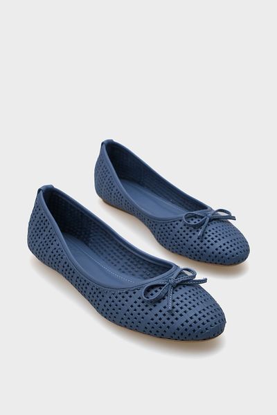 Capone Outfitters Ava Damen-Ballerinas aus echtem Leder mit Stroh-Aufdruck