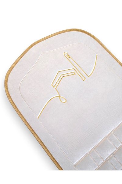 SECA HOME Luxury Velvet Embroidered Orthopedic Knee Pain-Free Sponge Soft Gift Dowry Prayer Rug with Bag