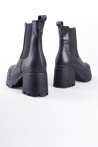 Capone Outfitters Δερμάτινες γυναικείες μπότες με ψηλή σόλα στο πλάι ελαστικό