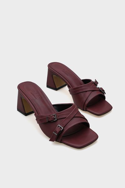Capone Outfitters Papuci de damă Neda cu toc mediu cu cataramă dublă