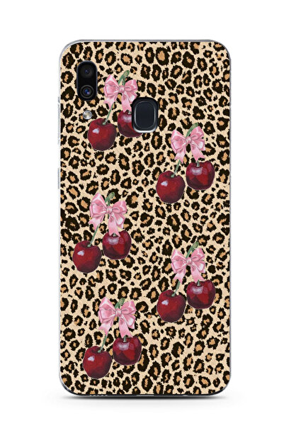 moonset Samsung Galaxy A20 / A30 Uyumlu Leopar ve Fiyonk Tasarımlı Baskılı Şe...