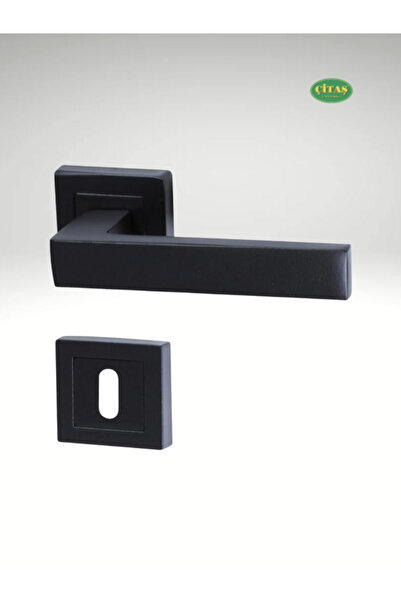 ÇİTAŞ Mâner de ușă de cameră de lux, negru mat, pătrat, cu insignă