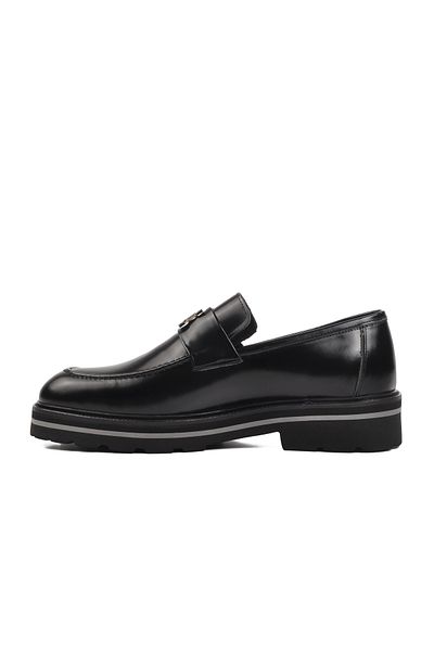 Aspor Black Opening Genuine Leather Men's Loafer Shoes Premium