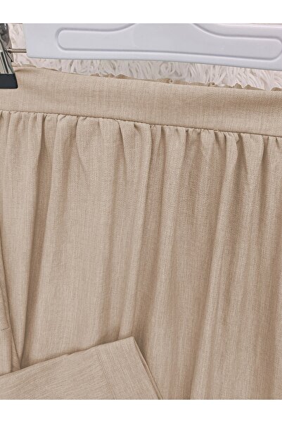 Modamorfo Σετ φούστα με γιακά και δεμένη μέση - Mink