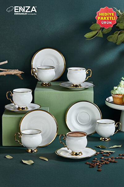 Enza Mihrap 6’lı Porselen Kahve Fincanı Takımı 90 ml