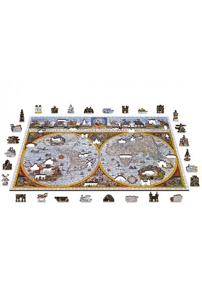 Wooden City Wooden Puzzle Nova Terrarum Antique Map XL, Wooden City, 750 pieces