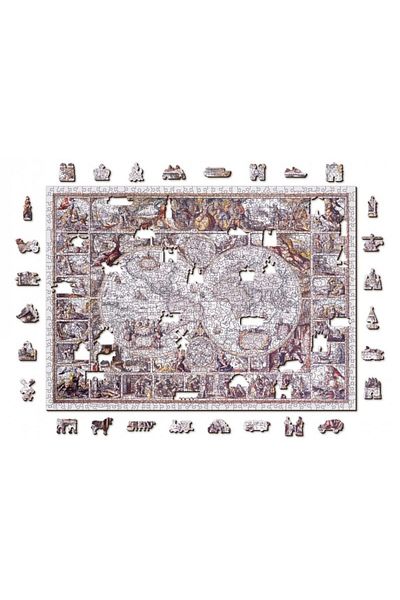 Wooden City Wooden Puzzle The Age of Exploration Map XL, Wooden City, 1010 pieces