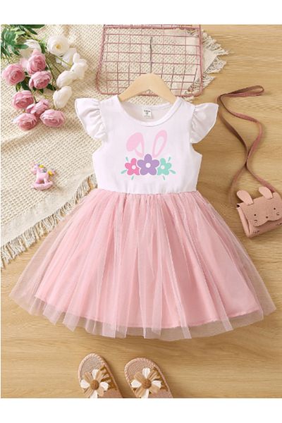bebekpare Rochie tutu pentru fete cu imprimeu iepure