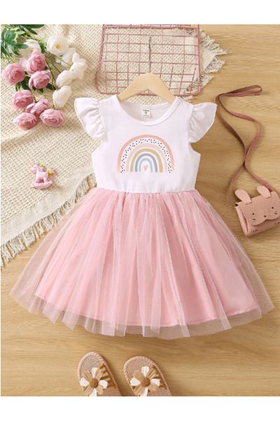 bebekpare Rochie tutu pentru fete cu imprimeu curcubeu