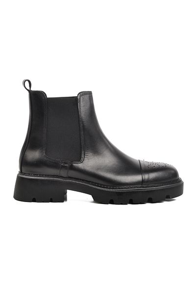 Aspor Black Genuine Leather Men's Chelsea Boots