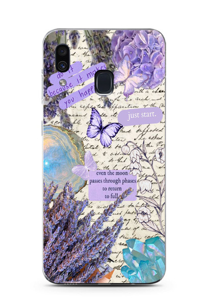 moonset Samsung Galaxy A20 / A30 Uyumlu Just Start Tasarımlı Baskılı Şeffaf T...