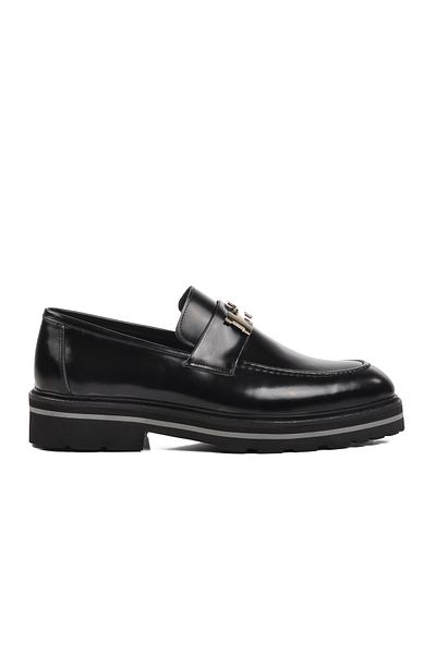 Aspor Black Opening Genuine Leather Men's Loafer Shoes Premium