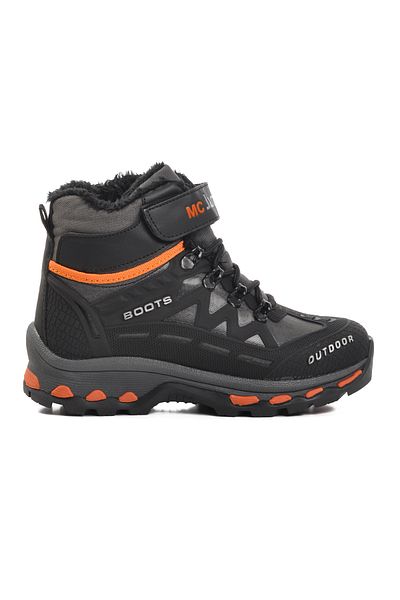 Aspor Black Orange Unisex Velcro Fur Children's Boots