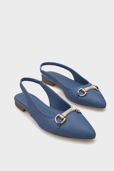 Capone Outfitters Balerini de damă Bobby din piele naturală cu vârf ascuțit și cataramă cu spatele deschis