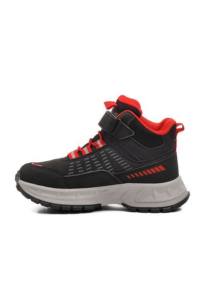 Aspor Black Polyurethane Kids Trekking and Outdoor Boots