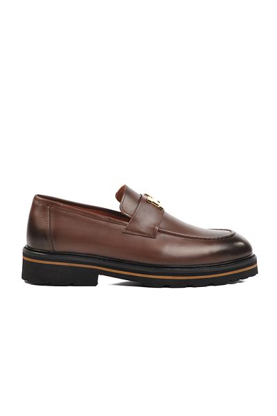 Aspor Brown Genuine Leather Men's Loafer Shoes Premium