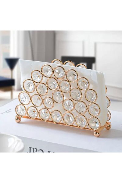 PUFO Suport decorativ elegant pentru șervețele metalice, 13,5 x 8 cm, auriu