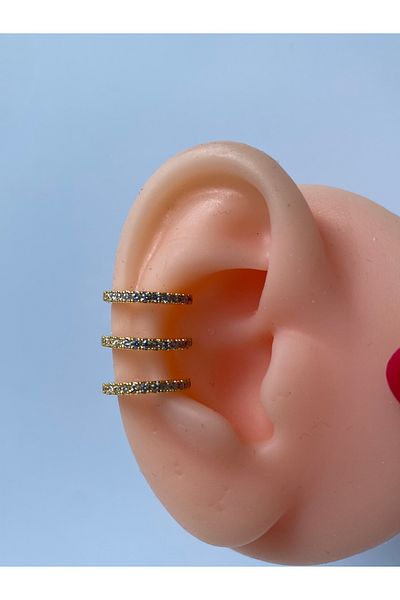 kurukafagift Earcuff Cartilage Pinch Earrings 3 Rows Single Earrings