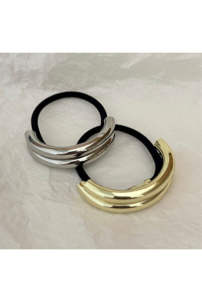 İnDerin Γυναικεία χρυσό-ασημένια λαστιχένια αγκράφα σετ 2 τεμαχίων