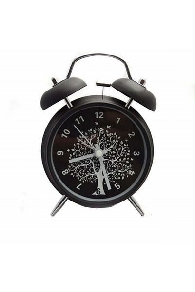 PUFO Ceas deșteptător Copacul Vieții, metal, 16 cm, negru