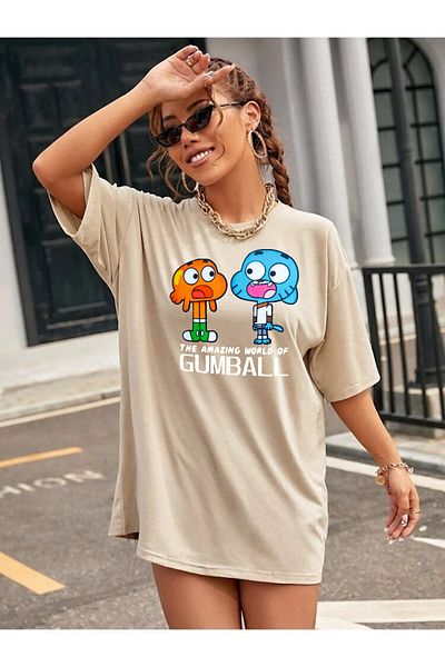 yueswear Μπλουζάκι Unisex Gumball με χαλαρή εφαρμογή μπεζ