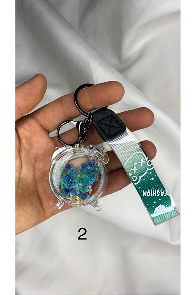 nss sky rock Alarm Clock Shaped Keychain and Bag Accessory Full of Liquid and Ornaments