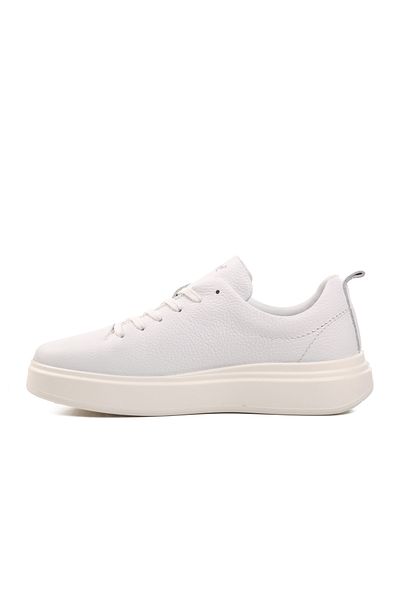 Aspor White Orthopedic Genuine Leather Men's Sneaker Shoes