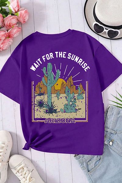 ciwi&life Unisex Μωβ μπλουζάκι με στάμπα Arizona με χαλαρή εφαρμογή