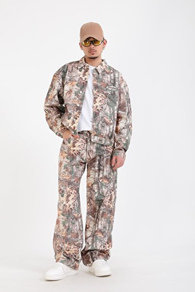 Jr.Crime Jr Camo Collection Desenli Kahve Baggy Jean Pantolon