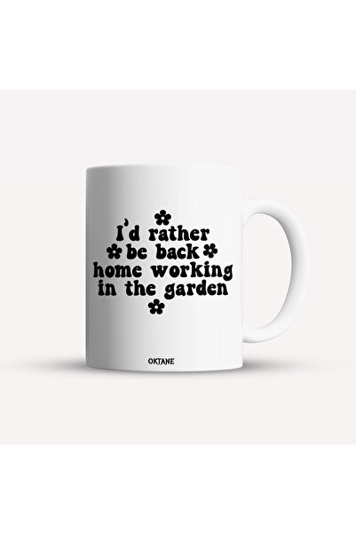 OEM Cană albă personalizată „Aș prefera să fiu acasă lucrând în grădină”, INO...