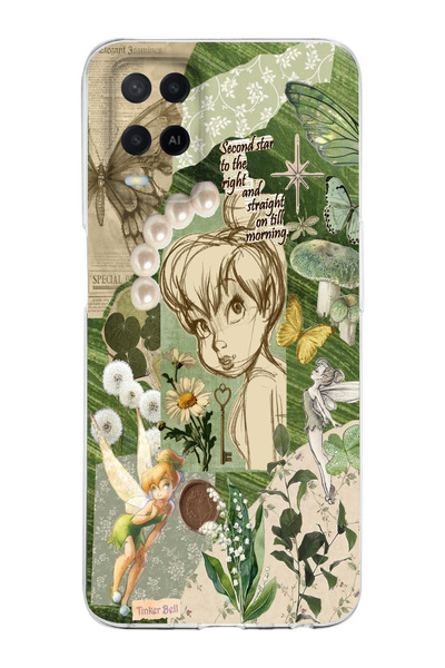 moonset Oppo A54 Uyumlu Tinker Bell Tasarımlı Baskılı Şeffaf Telefon Kılıfı