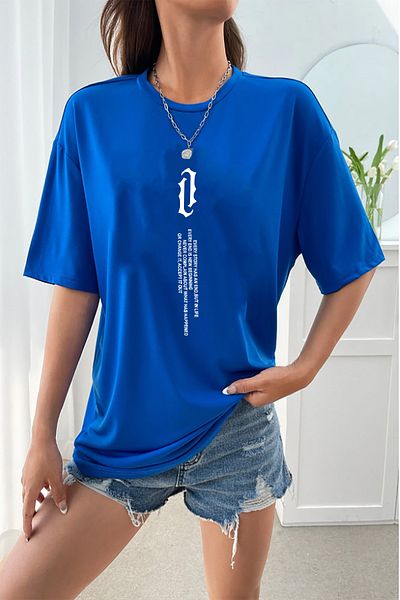 yueswear Μπλουζάκι Unisex Story με χαλαρή εφαρμογή Sax-Blue