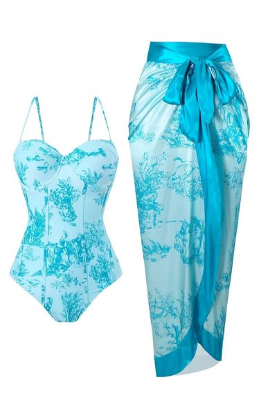 G&H UNDERWEAR Set de costume de baie albastru deschis Pareo